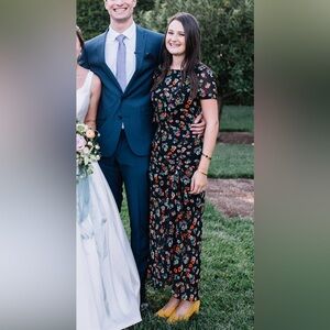 MAJE Navy Floral Dress, Size 1